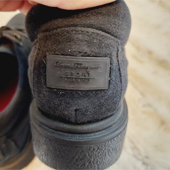 SALVATORE FERREGAMO SPORT SUEDE LACE UP BLACK  SHOES SIZE 8 1190 - Picture 4 of 9